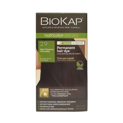 BioKap Nutricolor Delicato RAPID Dark Chestnut Chocolate 2.9 Permanent Hair Dye 135ml